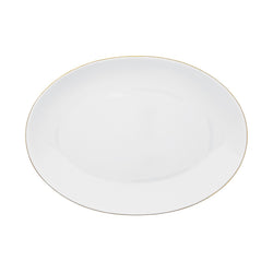 Medium Limoges porcelain oval platter with gold rim from the Monceau Gold collection by Raynaud