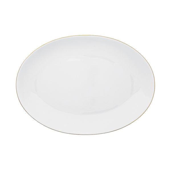 Medium Limoges porcelain oval platter with gold rim from the Monceau Gold collection by Raynaud