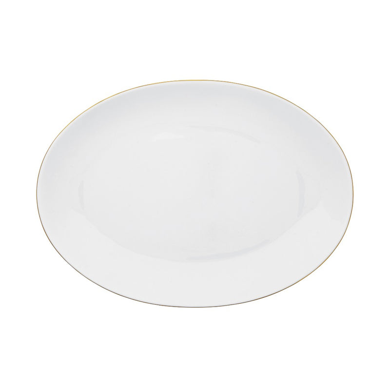 Medium Limoges porcelain oval platter with gold rim from the Monceau Gold collection by Raynaud