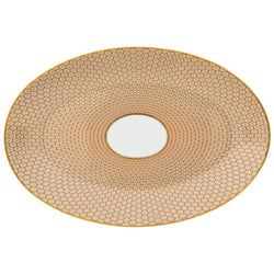 Raynaud Trésor orange porcelain oval platter 30cm with gold-accented honeycomb design