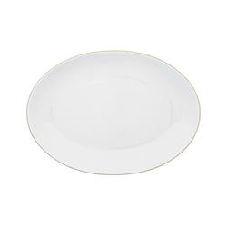 Small Limoges porcelain oval platter with gold rim from the Monceau Gold collection by Raynaud