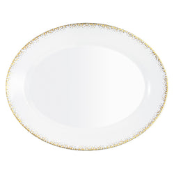 Souffle d’Or oval platter by Haviland—Limoges porcelain with silver and matte gold geometric celestial design.