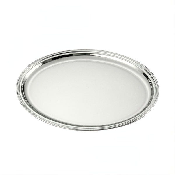 Oval Inglese tray silver-plated by Schiavon, handcrafted in Italy and available in multiple sizes for refined serving or display.