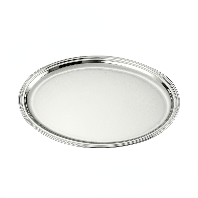 Oval Inglese tray silver-plated by Schiavon, handcrafted in Italy and available in multiple sizes for refined serving or display.