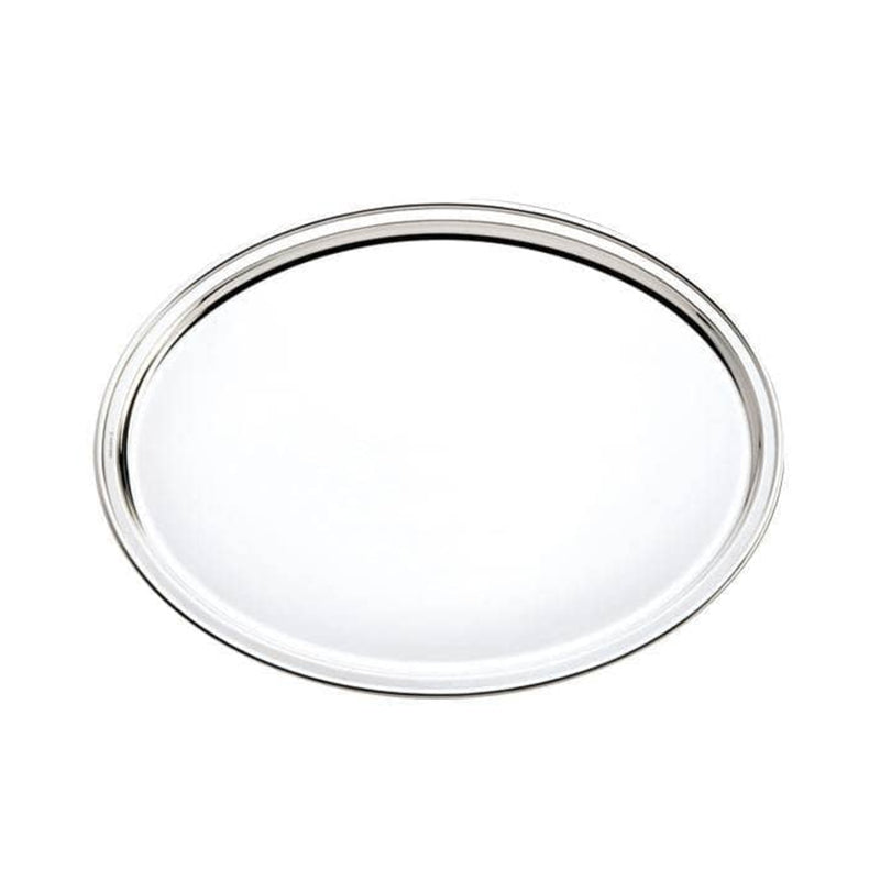 Oval Verona tray silver-plated by Sonja Quandt, handcrafted in Germany and available in multiple sizes for refined serving or display.