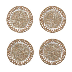 Palisade coaster set of 4 in gold and silver by Kim Seybert, metallic luxury table decor 