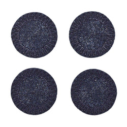 Palisade coaster set of 4 in navy by Kim Seybert, coastal table decor 

