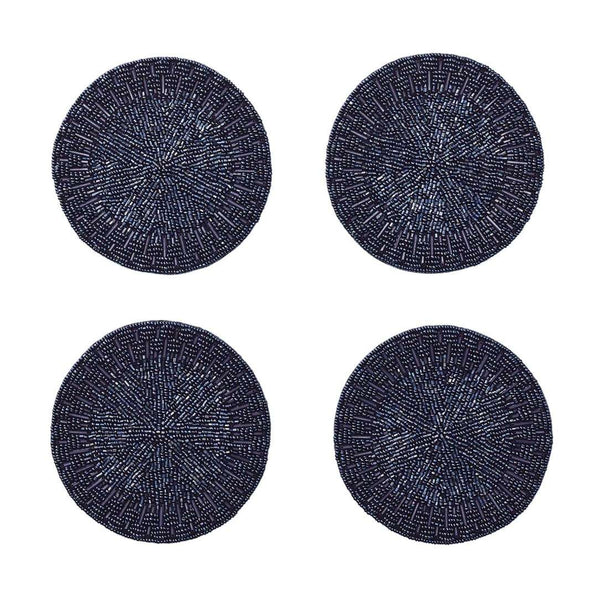 Palisade coaster set of 4 in navy by Kim Seybert, coastal table decor 

