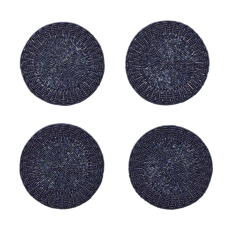 Palisade coaster set of 4 in navy by Kim Seybert, coastal table decor 

