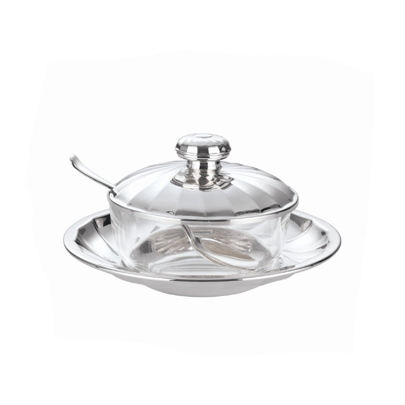Newport silver-plated parmesan cheese dish with spoon by Greggio.