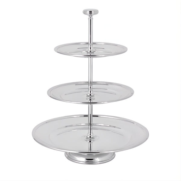 three-tier silver-plated pastry stand Classica by Greggio on white background