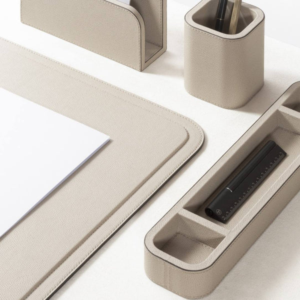 Styled Leather Pen Tray Polo No. 3 by Giobagnara in light golf leather