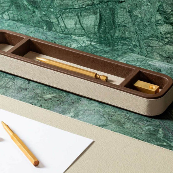 Styled Leather pen tray by Giobagnara x Poltrona Frau in Pelle Frau leather