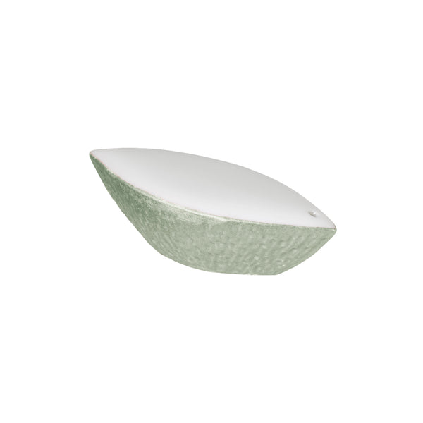 Raynaud Minéral Irisé Céladon porcelain pepper shaker with soft green glaze and sculptural finish

