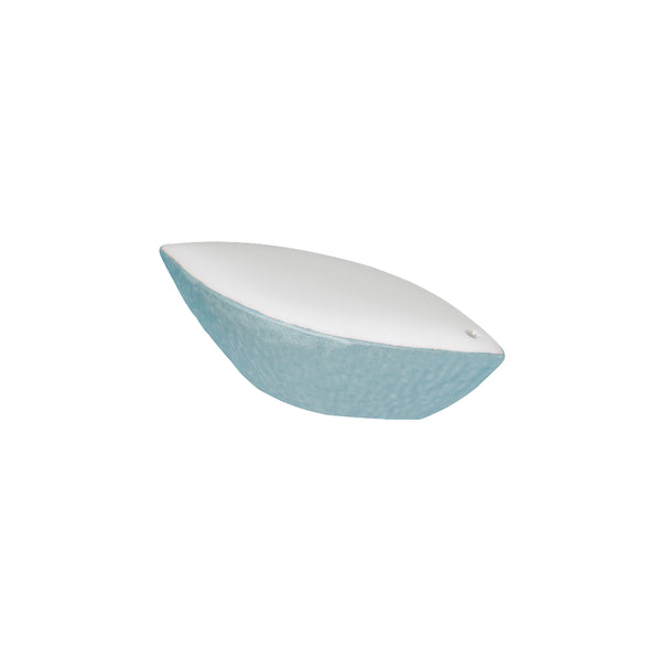 Raynaud Minéral Irisé Sky Blue porcelain pepper shaker with sculptural design and textured iridescent blue glaze