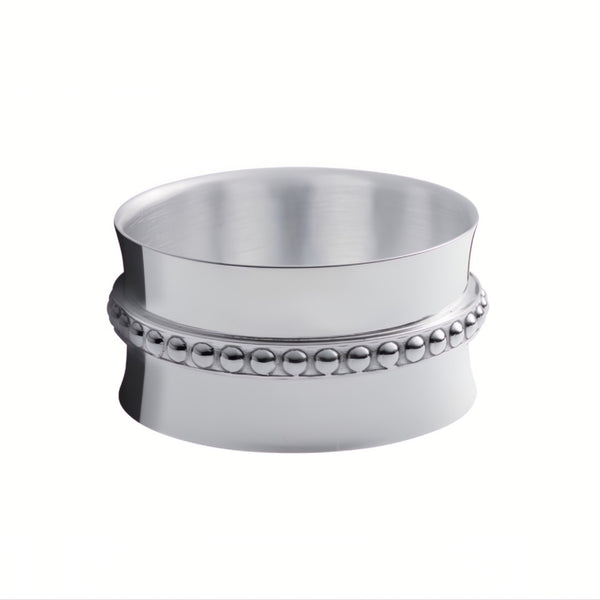 Silver-plated napkin ring with beaded Perles motif by Ercuis.