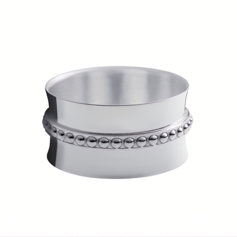 Silver-plated napkin ring with beaded Perles motif by Ercuis.