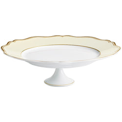 Mazurka Ivory petit four & cake stand 27cm by Raynaud in Limoges porcelain with golden festoons on an ivory background inspired by the Polka collection.