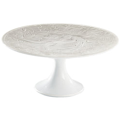 Italian Renaissance Irisé Pearl Grey petit four stand 16cm by Raynaud in Limoges porcelain with engraved arabesques and pearl grey iridescence.

