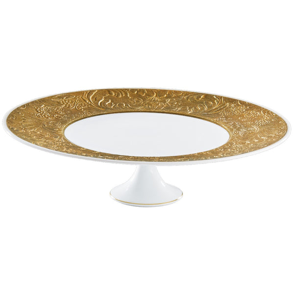 Porcelain petit four stand 27cm with gold detailing from the Italian Renaissance Gold collection by Raynaud.