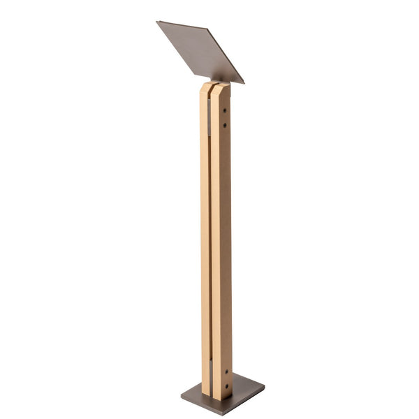 Fancy Single Pillar Leather Menu Stand for Restaurant Display