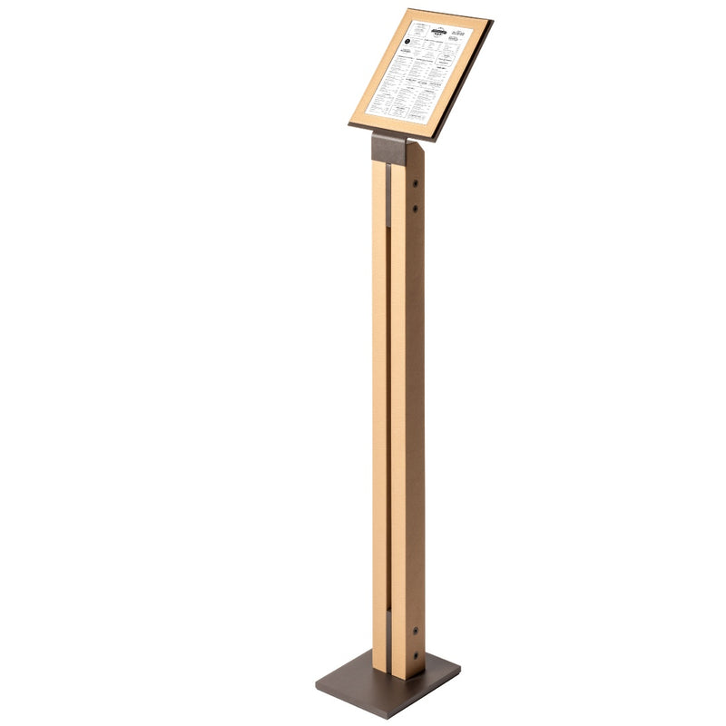 Single Pillar Leather Menu Stand for Restaurant Display