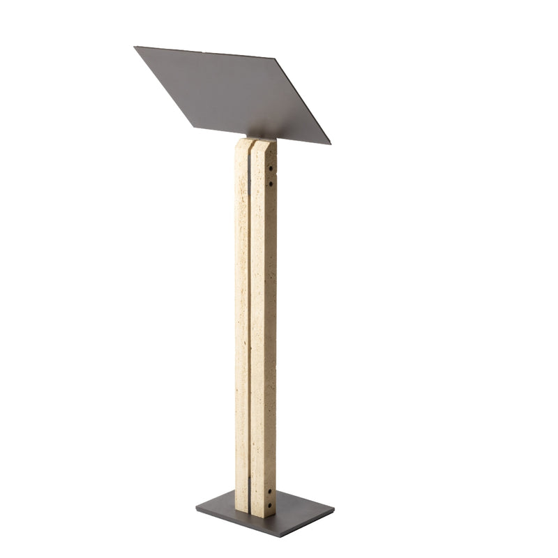 Fancy Pillar Leather & Stone Menu Stand for Restaurant Display