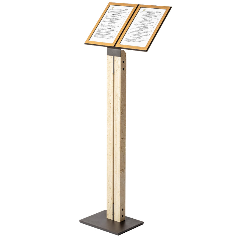 Pillar Leather & Stone Menu Stand for Restaurant Display