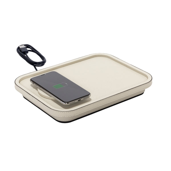 'Polo' Leather Wireless Charger by Giobagnara with Mobile on Charging