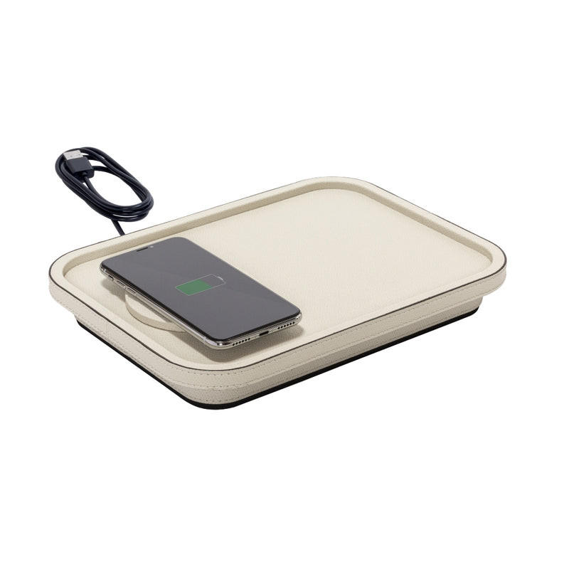'Polo' Leather Wireless Charger by Giobagnara with Mobile on Charging