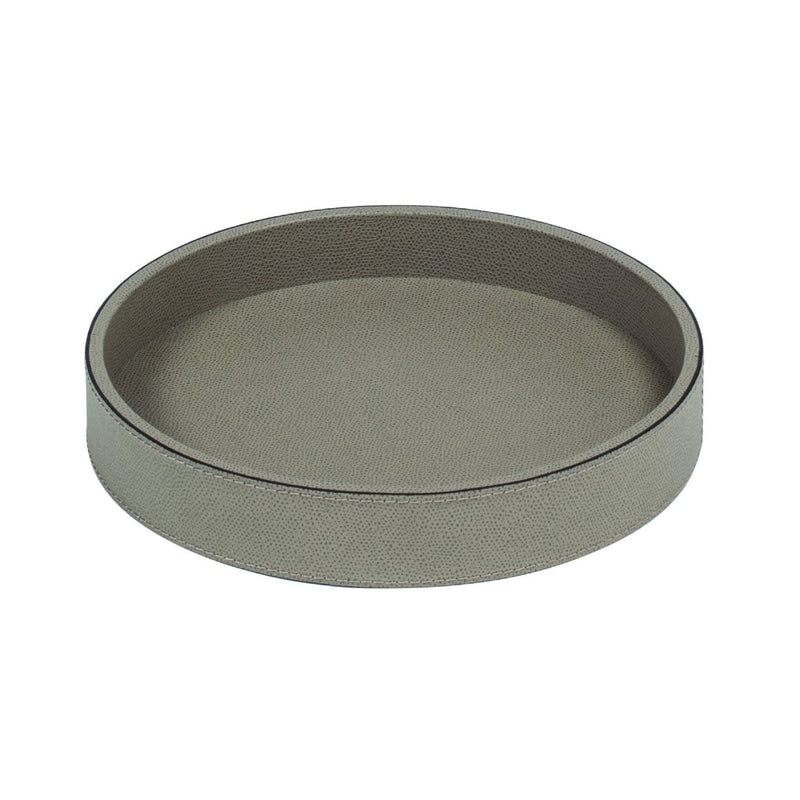 Round Polo Utopia tray in mud Calfskin Golf leather by Giobagnara 20cm