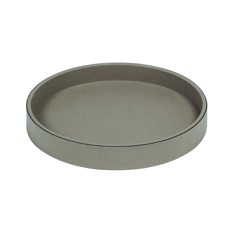 Round Polo Utopia tray in mud Calfskin Golf leather by Giobagnara 25cm