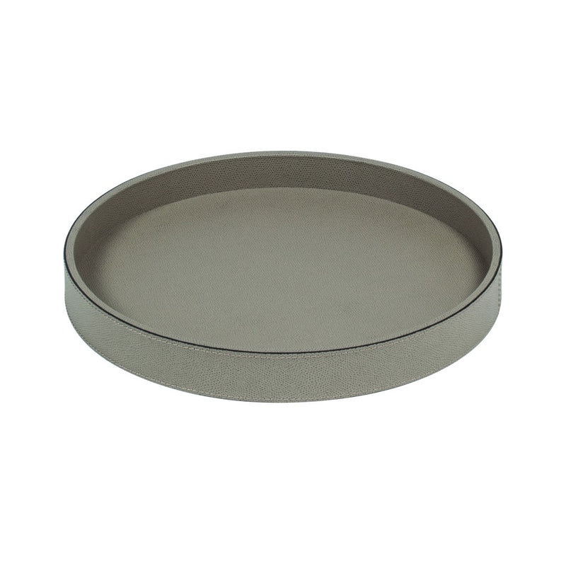 Round Polo Utopia tray in mud Calfskin Golf leather by Giobagnara 29cm