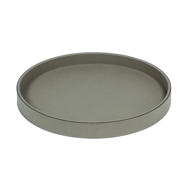 Round Polo Utopia tray in mud Calfskin Golf leather by Giobagnara 34cm