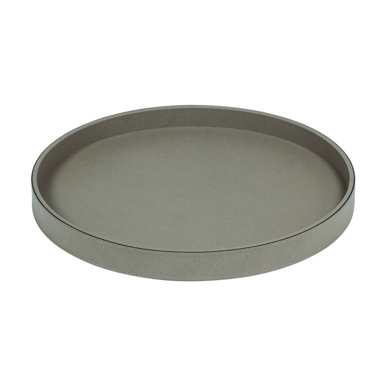 Round Polo Utopia tray in mud Calfskin Golf leather by Giobagnara 38cm