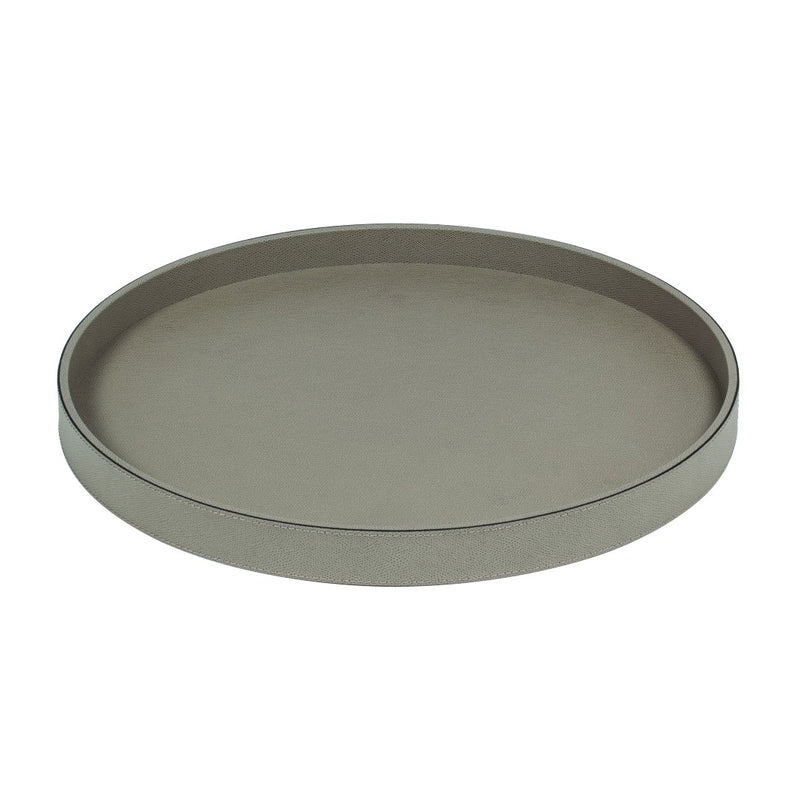 Round Polo Utopia tray in mud Calfskin Golf leather by Giobagnara 43cm