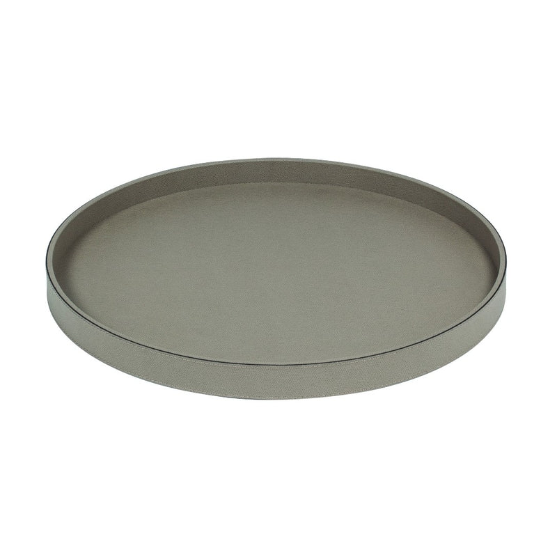 Round Polo Utopia tray in mud Calfskin Golf leather by Giobagnara 48cm
