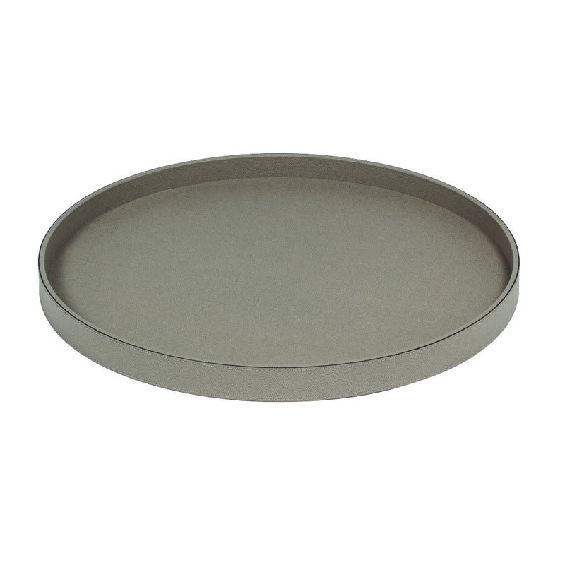 Round Polo Utopia tray in mud Calfskin Golf leather by Giobagnara 52cm