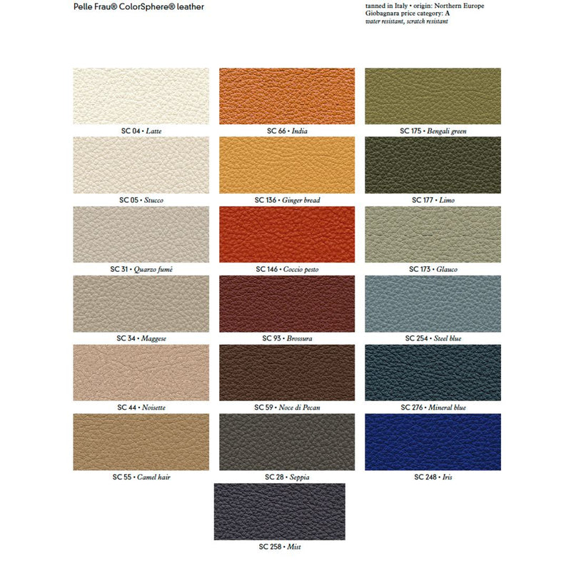 Color swatch chart for Bed Leather Folding Tray in Pelle Frau® by Giobagnara x Poltrona Frau