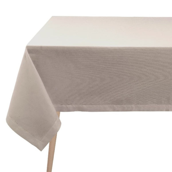 Beige textured tablecloth on a white background