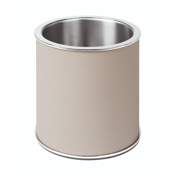 Positano leather champagne bucket by Giobagnara, insulated brass and stainless steel cooler