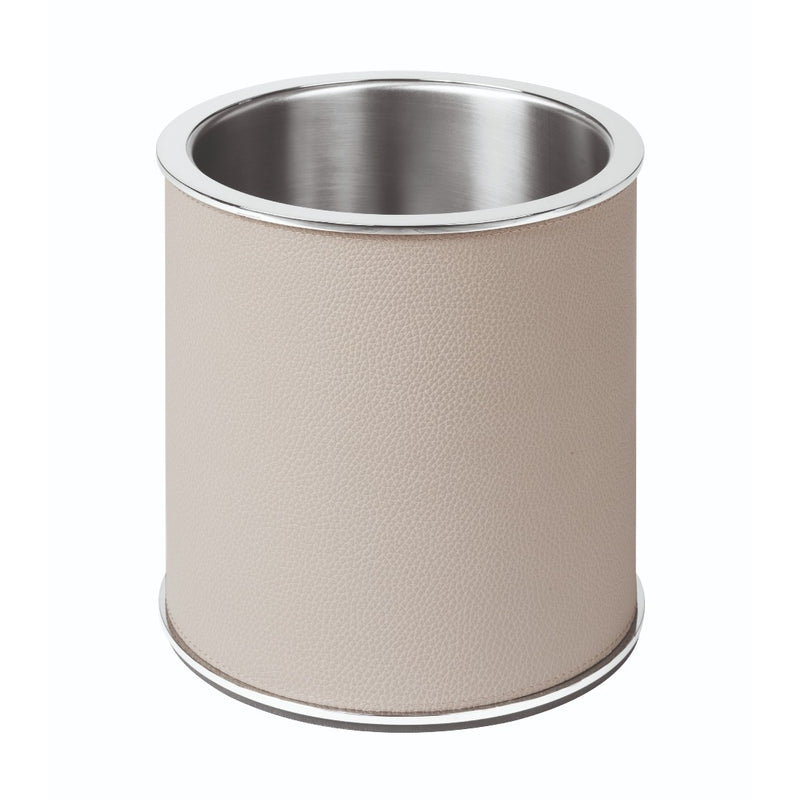 Positano leather champagne bucket by Giobagnara, insulated brass and stainless steel cooler