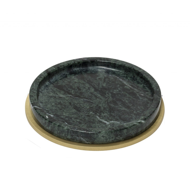 Positano marble bottle coaster in Green Guatemala by Giobagnara, bold luxury wine table accessory