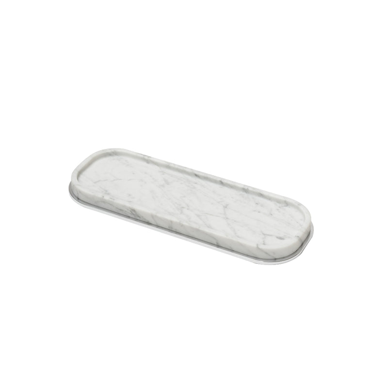 Amiramour Positano Marble Long Valet Tray in Arabescato White by Giobagnara 1