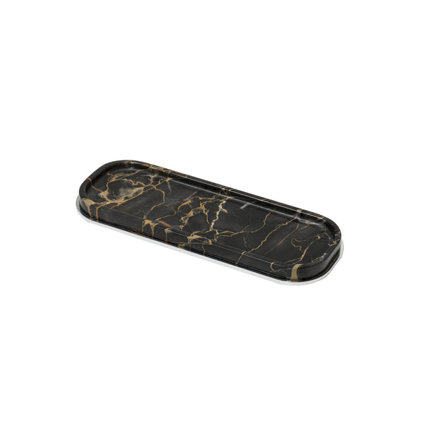 Amiramour Small Positano Marble Long Valet Tray in Black Portoro by Giobagnara