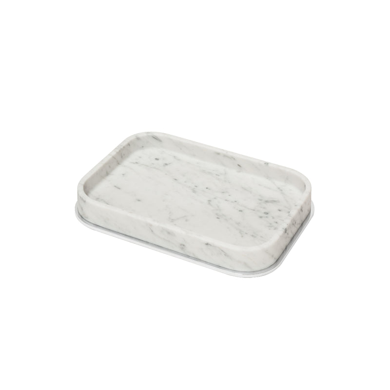 Amiramour Positano Marble Valet Medium Tray in Arabescato White by Giobagnara 