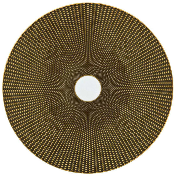 Raynaud Trésor Limoges porcelain brown presentation plate with gold-accented honeycomb design