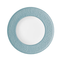 Raynaud Minéral Irisé Sky Blue porcelain presentation plate with engraved rim and iridescent glaze