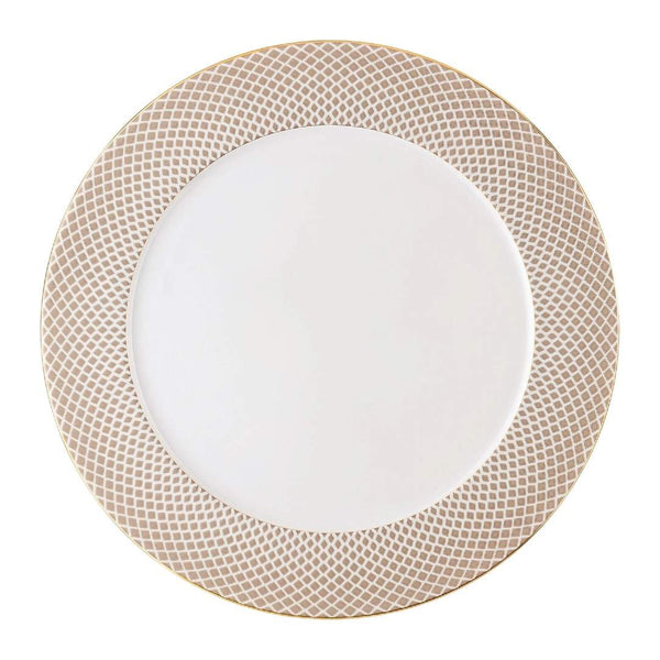 Francis Carreau Beige porcelain presentation plate with beige and gold check pattern by Rosenthal