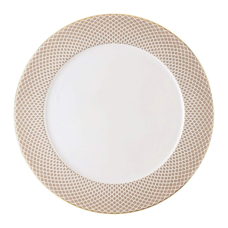 Francis Carreau Beige porcelain presentation plate with beige and gold check pattern by Rosenthal